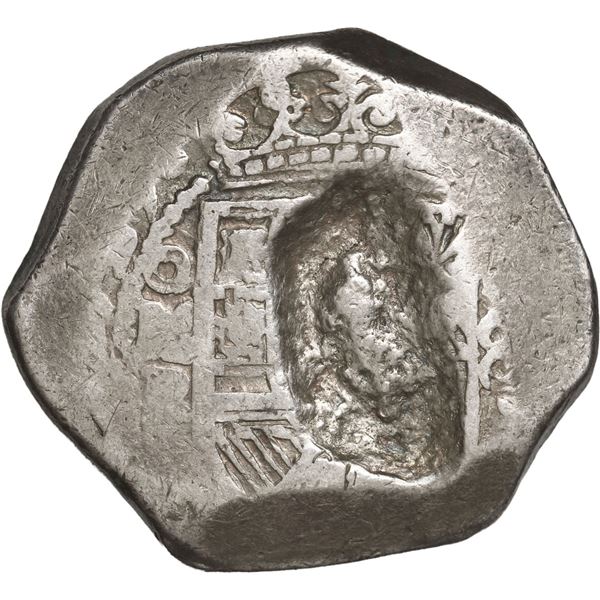 MEXICO, Mexico City, cob 8 reales, 1729 R, natural bubble-pit in center.