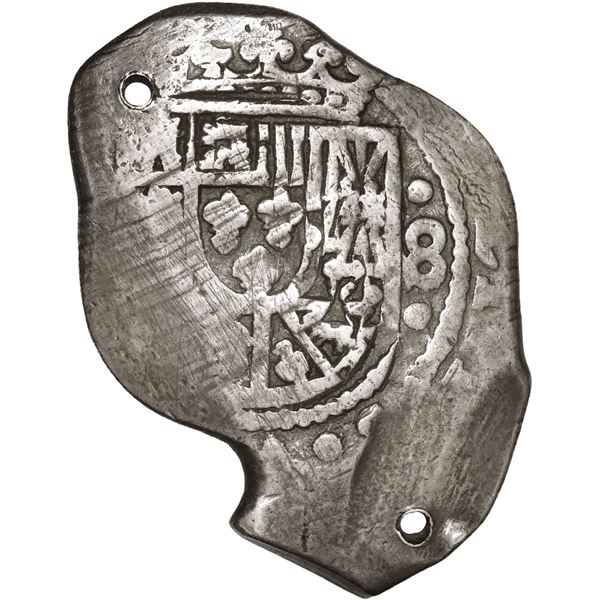MEXICO, Mexico City, cob 8 reales, Philip V, assayer not visible, style of 1714-1733, oddly curved s