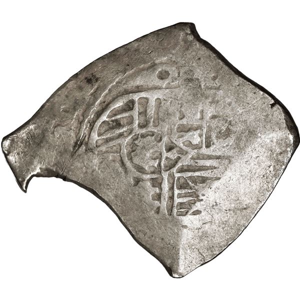 MEXICO, Mexico City, cob 4 reales, Charles II, assayer G, squarish shape with flat-ended protrusion 