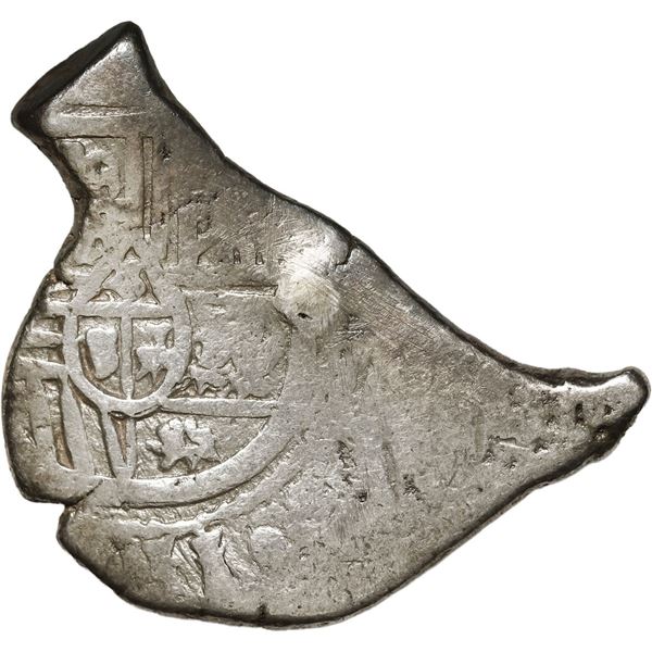 MEXICO, Mexico City, cob 4 reales, Charles II, assayer not visible, strange curved shape with protru