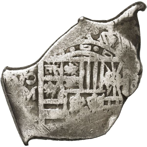 MEXICO, Mexico City, cob 4 reales, Philip V, assayer L (1702-5), very odd shape with knobby "cabo de