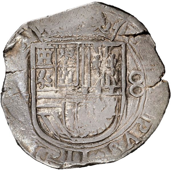 MEXICO, Mexico City, cob 8 reales, Philip II, assayer F, PCGS VF35.