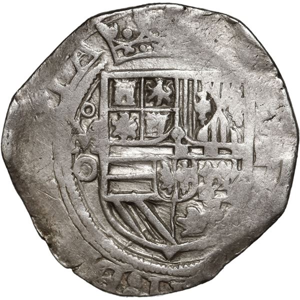 MEXICO, Mexico City, cob 4 reales, Philip II, assayer O below mintmark oM to left.