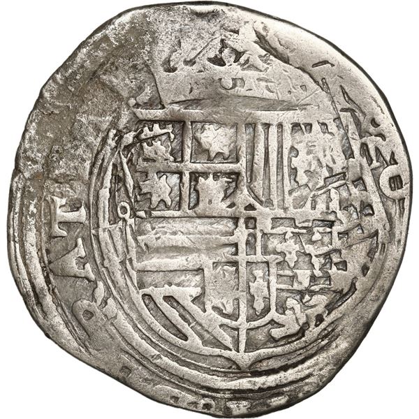 MEXICO, Mexico City, cob 4 reales, Philip II, assayer O below mintmark oM to right.