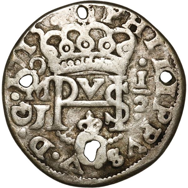 MEXICO, Mexico City, cob ½ real Royal (galano), 1715 J, rare.