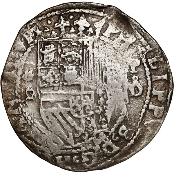 PERU, Lima, cob 8 reales, Philip II, assayer Diego de la Torre, *-8 (round top) to left, P-oD to rig