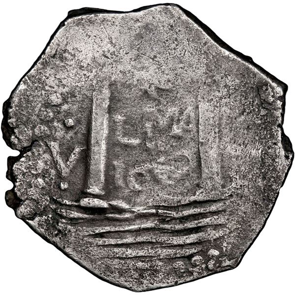 PERU, Lima, cob 4 reales, 1659 V, mintmark * above LIMA, V to left and 4 to right, rare, PCGS VF det