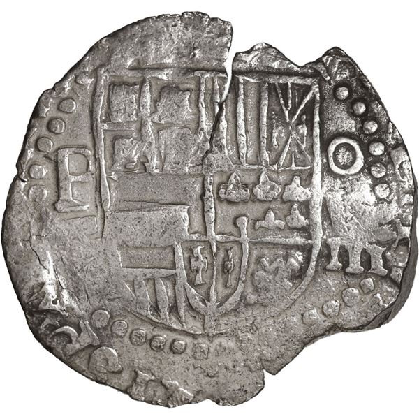 BOLIVIA, Potosí, cob 8 reales, 1618 T, denomination as O-V-III, large mintmark, quadrants of cross t