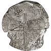 Image 2 : BOLIVIA, Potosí, cob 8 reales, 1618 T, denomination as O-V-III, large mintmark, quadrants of cross t