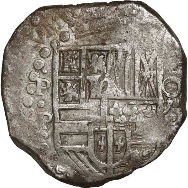 BOLIVIA, Potosí, cob 8 reales, 1628 P, "hunched over" lions.