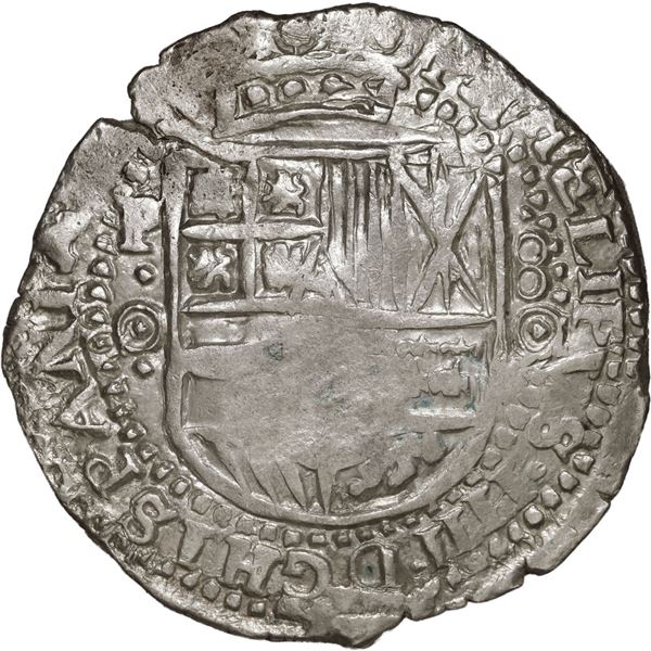 BOLIVIA, Potosí, cob 8 reales, 1651 O, with crowned-L countermark on cross.