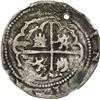 Image 2 : BOLIVIA, Potosí, cob 4 reales, Philip II, assayer M (small) to right, rare, NGC VF details / holed.