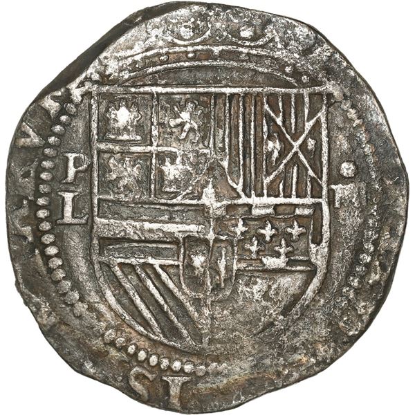 BOLIVIA, Potosí, cob 4 reales, Philip II, assayer L (1st period) below mintmark P to left, ex-Bir.