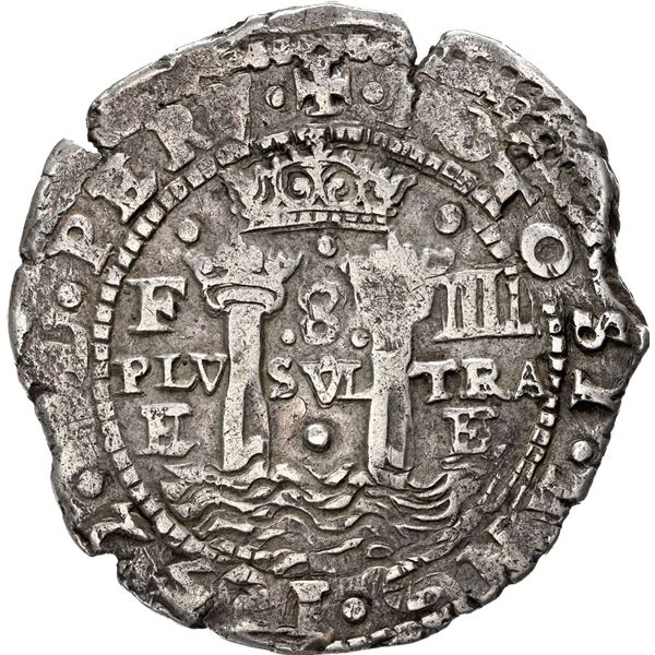 BOLIVIA, Potosí, cob 8 reales, 1652 E, Transitional Type III/A, rare, NGC XF 40.