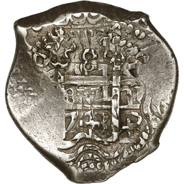 BOLIVIA, Potosí, cob 8 reales, 1743 C, rotated double strike.