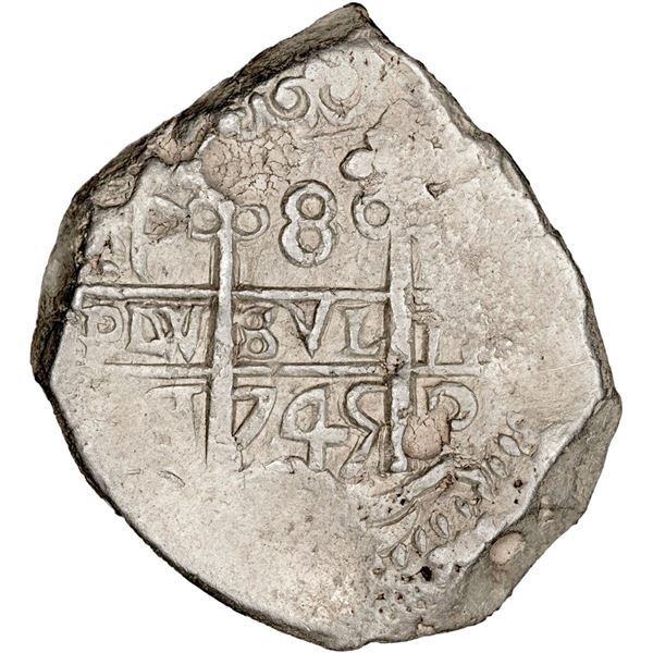 BOLIVIA, Potosí, cob 8 reales, 1745 q, PCGS AU50.