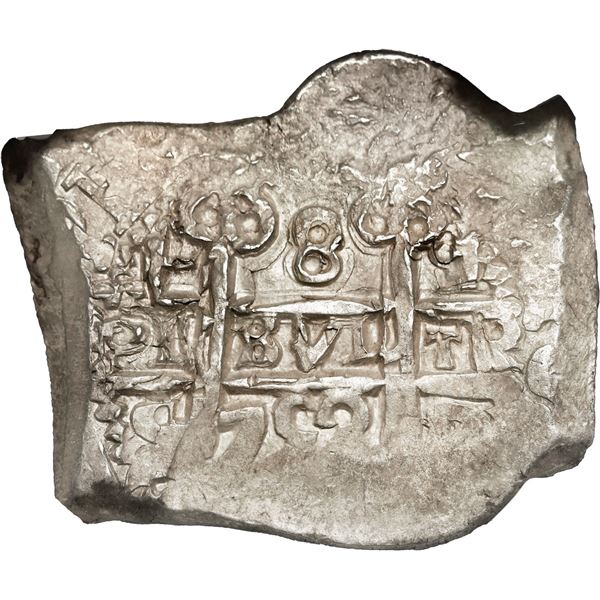 BOLIVIA, Potosí, cob 8 reales, 1752 q, NGC AU details / stained.