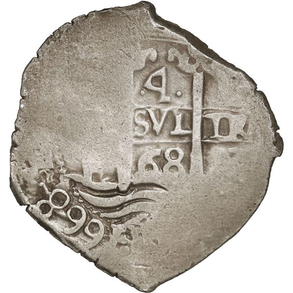BOLIVIA, Potosí, cob 4 reales, 1668 E, ex-Ponte.