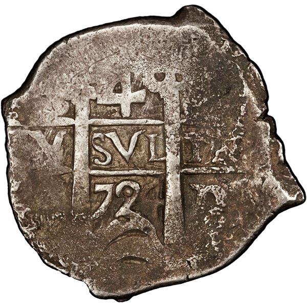 BOLIVIA, Potosí, cob 4 reales, 1724 Y, PCGS XF details / saltwater damage, ex-Pat Johnson, ex-Karon,