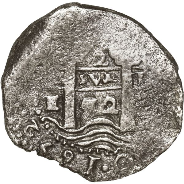 BOLIVIA, Potosí, cob 2 reales, 1652 E, post-transitional, ex-Trastámara.