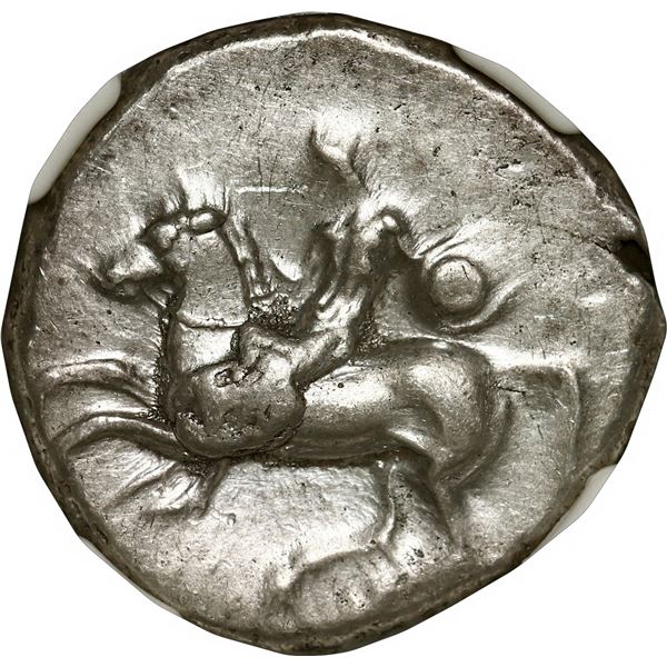 ANCIENT GREEK, Calabria, Taras, AR didrachm, ca. 302-280 BC, "boy on dolphin," NGC XF.