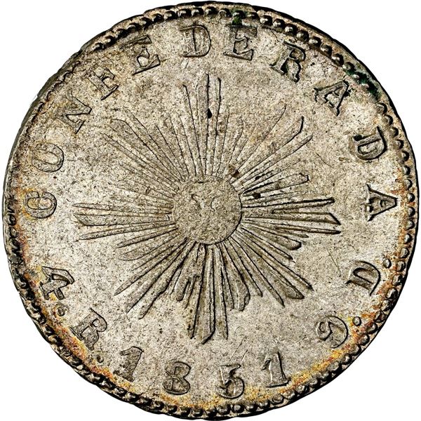 ARGENTINA (Córdoba), 4 reales, 1851, small sunface, NGC MS 62.