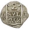 Image 1 : ARGENTINA (Tucumán), "imitation cob" 2 reales, "752" date (1820-1), proper quadrants in cross, rare.