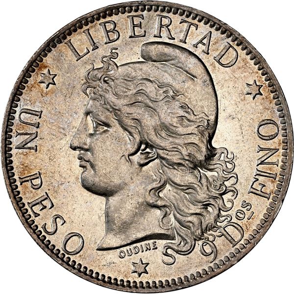 ARGENTINA, 1 peso "patacón," 1881, NGC MS 61.