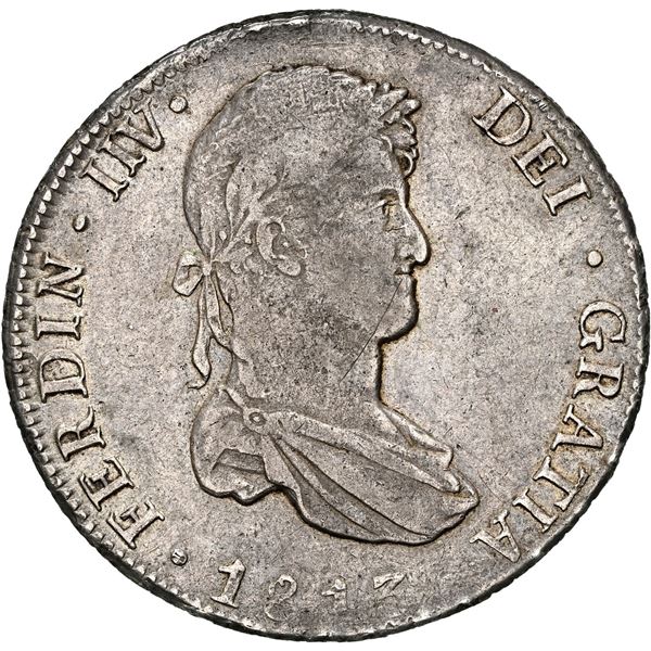 BOLIVIA, Potosí, bust 8 reales, Ferdinand VII, 1813 PJ, king's ordinal as IIV, rare, NGC VF 35, ex-A