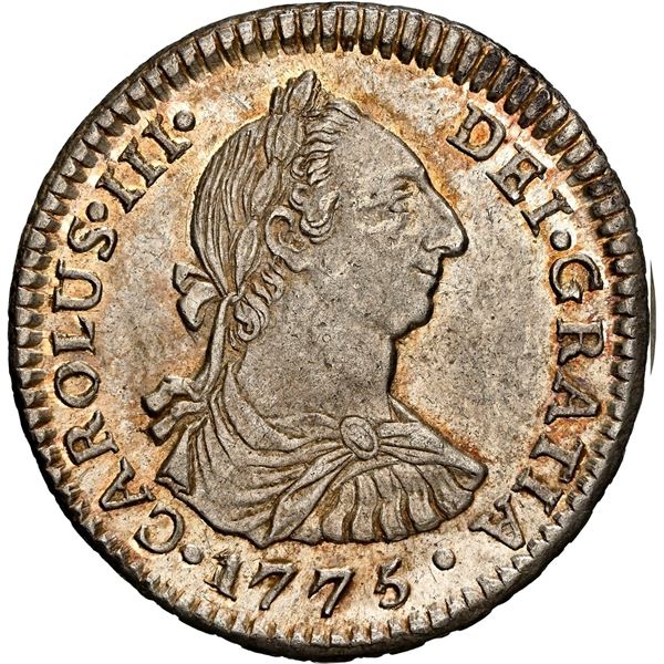 BOLIVIA, Potosí, bust 1 real, Charles III, 1775 JR, NGC MS 62.