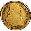 Image 1 : CHILE, Santiago, gold bust 4 escudos, Charles IV, 1808/7 FJ, rare, PCGS XF45, finest and only exampl