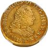 Image 1 : CHILE, Santiago, gold bust 2 escudos, Ferdinand VI (bust of Philip V), 1758 J, extremely rare, NGC A