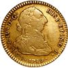 Image 1 : CHILE, Santiago, gold bust 2 escudos, Charles IV transitional (bust of Charles III, ordinal IV), 178