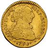 Image 1 : CHILE, Santiago, gold bust 1 escudo, Charles IV transitional (bust of Charles III, ordinal IV), 1791