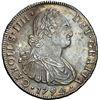 Image 1 : CHILE, Santiago, bust 8 reales, Charles IV, 1794 DA, NGC AU details / environmental damage (Colecció