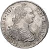 Image 1 : CHILE, Santiago, bust 8 reales, Charles IV, 1799 DA, NGC AU 58, "top pop."
