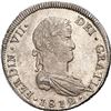 Image 1 : CHILE, Santiago, bust 8 reales, Ferdinand VII, 1812 FJ, NGC AU 53.