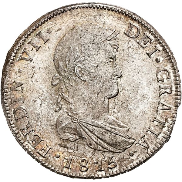 CHILE, Santiago, bust 8 reales, Ferdinand VII, 1815 FJ, NGC MS 63.