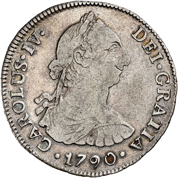 CHILE, Santiago, bust 4 reales, Charles IV transitional (bust of Charles III, ordinal IV), 1790 DA, 