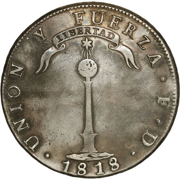 CHILE, Santiago, "volcano" peso, 1818 FD.