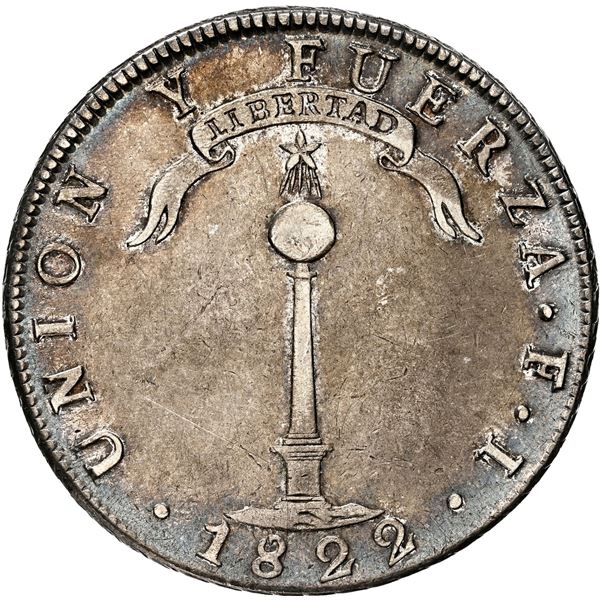 CHILE, Santiago, "volcano" peso, 1822 FI, NGC XF details / rev scratched.