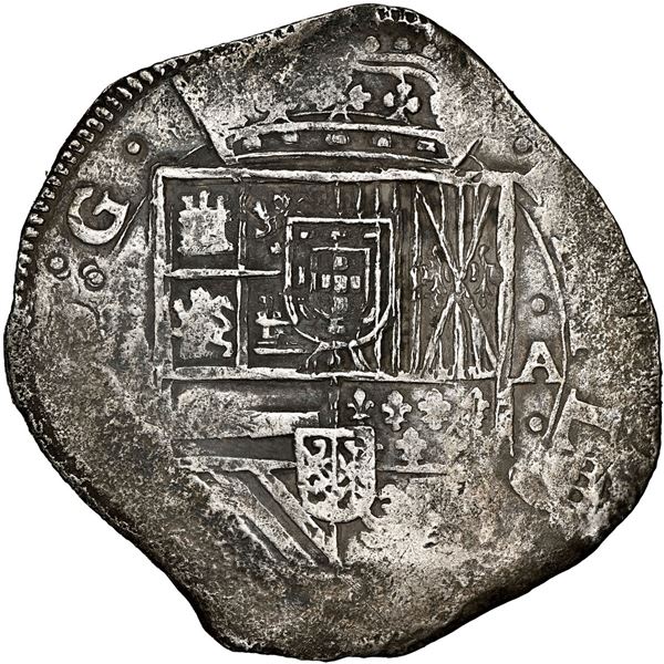 COLOMBIA, Bogotá, cob 8 reales, (1622), assayer A to right, mintmark RN to left, very rare.