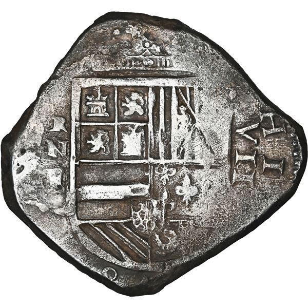 COLOMBIA, Cartagena, cob 8 reales, Philip IV, assayer E below mintmark RN to left (1626-30), denomin