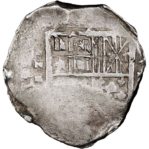 COLOMBIA, Cartagena, cob 8 reales, Philip IV, assayer E below mintmark RN to left (1626-30), denomin