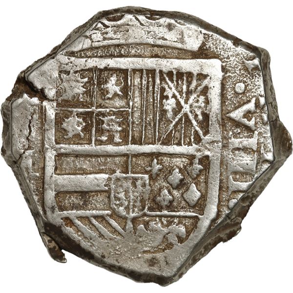 COLOMBIA, Cartagena, cob 8 reales, Philip IV, assayer not visible E to left between mintmark NR (162