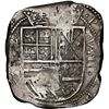 Image 1 : COLOMBIA, Bogotá, cob 8 reales, Philip IV, assayer not visible (P to left, ca. 1628), lions and cast