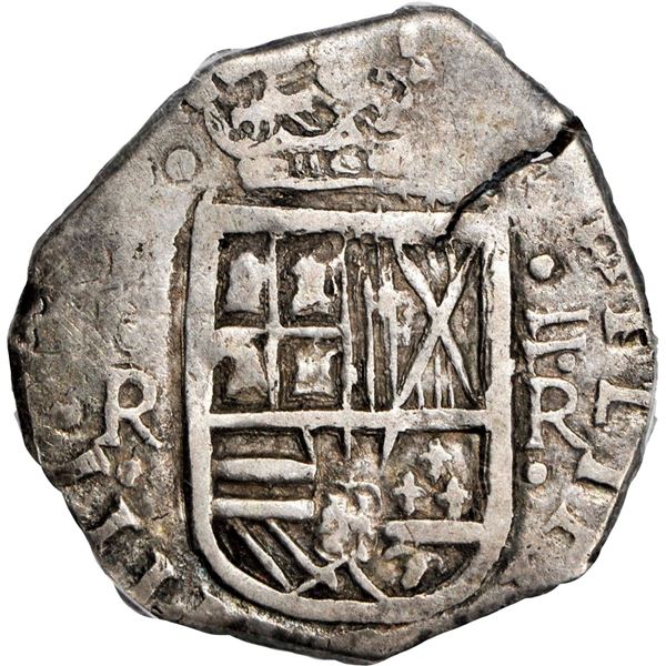COLOMBIA, Bogotá, cob 2 reales, 1647 R, rare, PCGS VF25, finest and only example in NGC census, ex-E