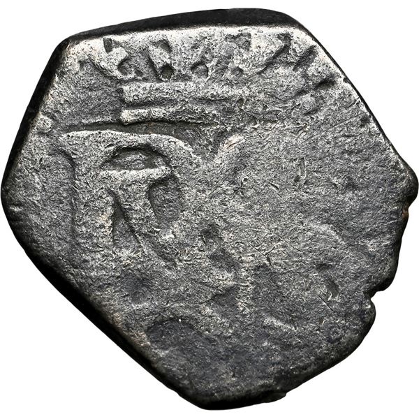 COLOMBIA, Bogotá, cob ½ real, 1628 (P), quadrants of cross transposed, rare, NGC VG details / enviro
