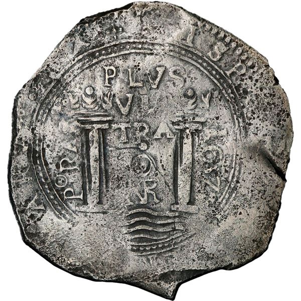 COLOMBIA, Bogotá, cob 8 reales, 1652 date to right, assayer PoRAS to left, PCGS XF details / saltwat