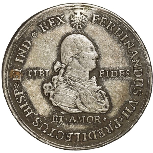 COLOMBIA, Popayán, 4 reales-sized proclamation medal, Ferdinand VII, 1808.